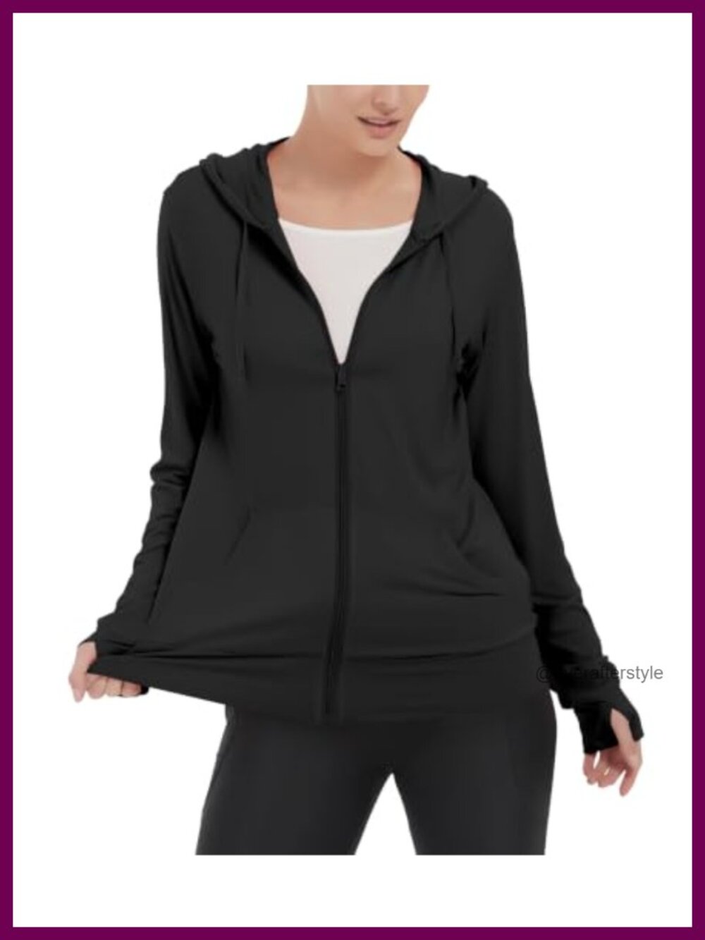 Lightweight Zip Up Hoodie Stretch Thin Summer Jacket with Thumb Holes